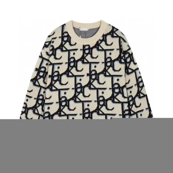 Dior Oblique Knit Sweater Beige Black - 1