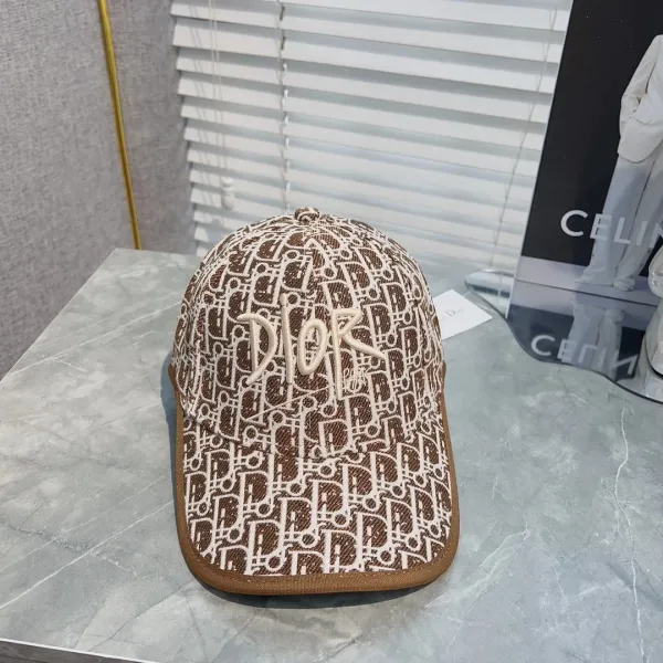 Dior Oblique Monogram Baseball Cap Brown Beige - 1