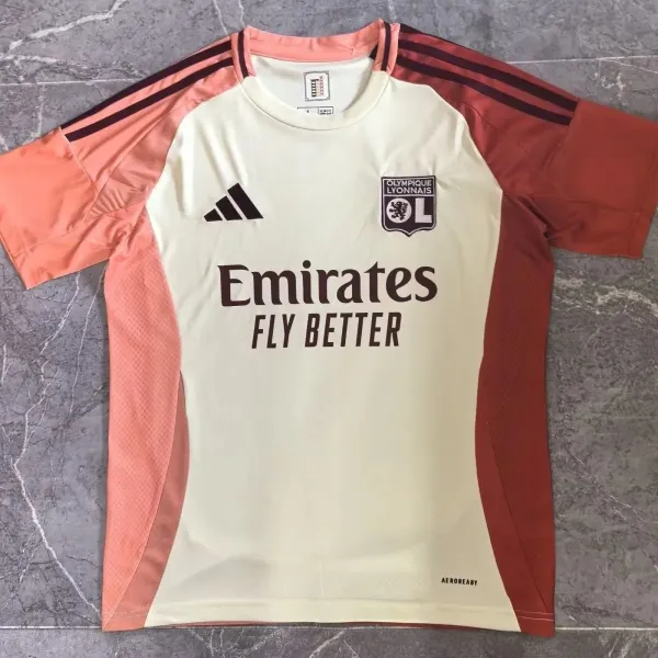 Adidas Olympique Lyonnais 2023-24 Third Jersey Beige-Pink-Red - 1