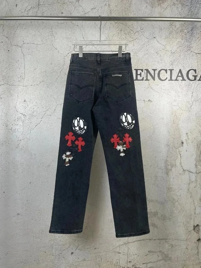Unbranded Jeans Decorative patchwork straight-leg product detail image 2