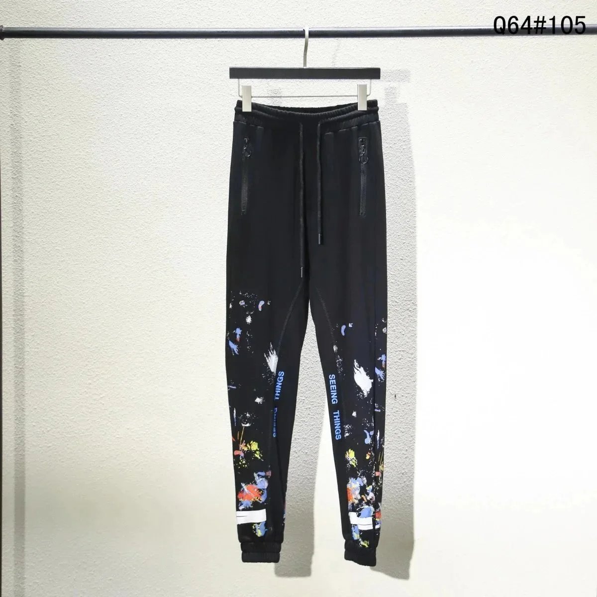 Off-White Trousers Elastic-Waist Jogger Sweatpants with Diagonal Leg Graphics image 4
