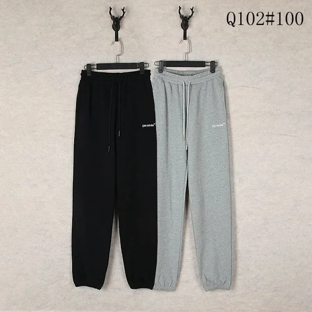 Off-White Trousers Elastic-Waist Jogger Sweatpants with Diagonal Leg Graphics product detail image 11