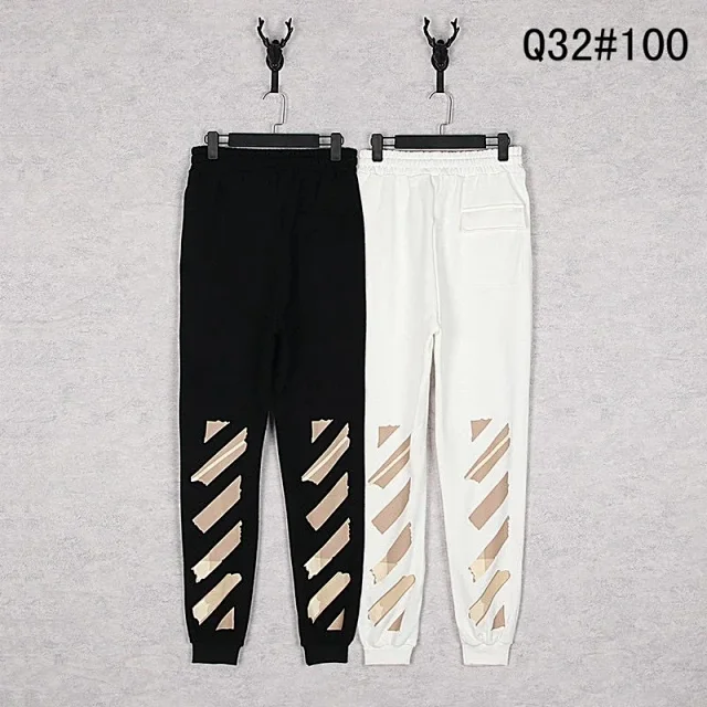 Off-White Trousers Elastic-Waist Jogger Sweatpants with Diagonal Leg Graphics product detail image 17