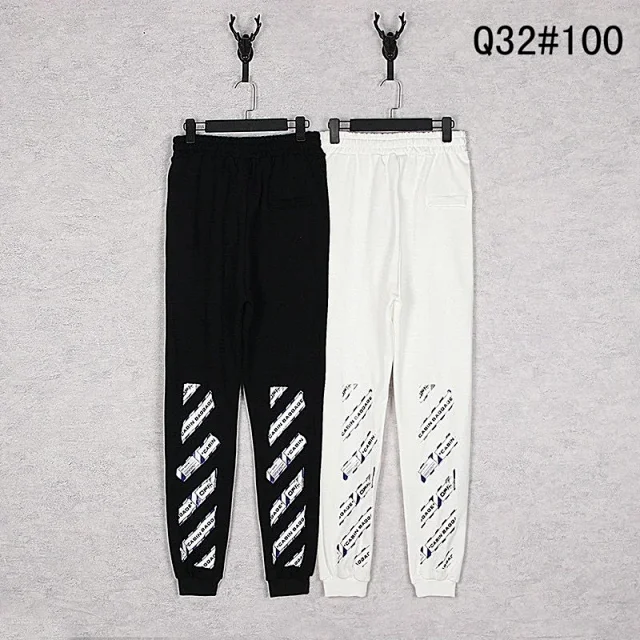 Off-White Trousers Elastic-Waist Jogger Sweatpants with Diagonal Leg Graphics product detail image 24