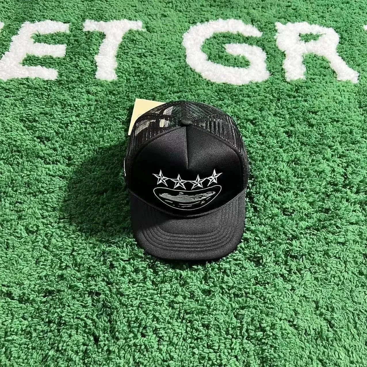 GRA Trucker Cap Beige and White with Ship Graphic Baseball Cap - 4