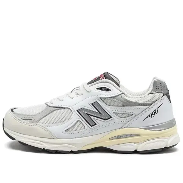 New Balance 990v3 White Gray Running Shoes - 1