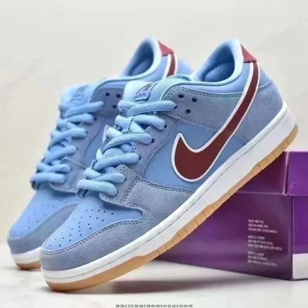 Nike SB Dunk Low Blue Fog Burgundy Sneakers - 1