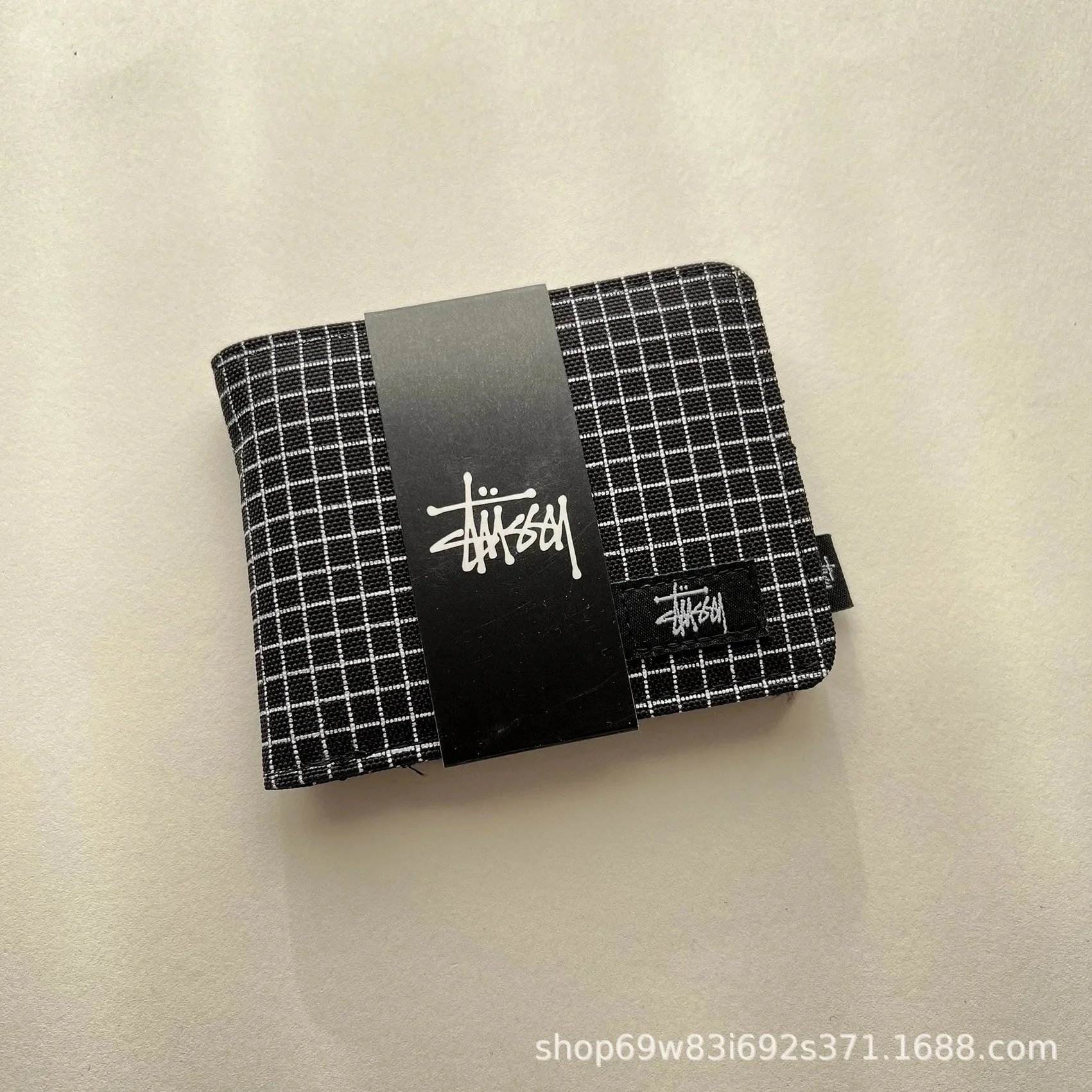 西图短钱包  格子  黑   无盒