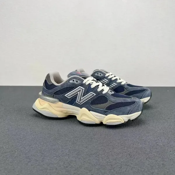 New Balance 9060 Navy Blue and Cream Chunky Sneakers - 1