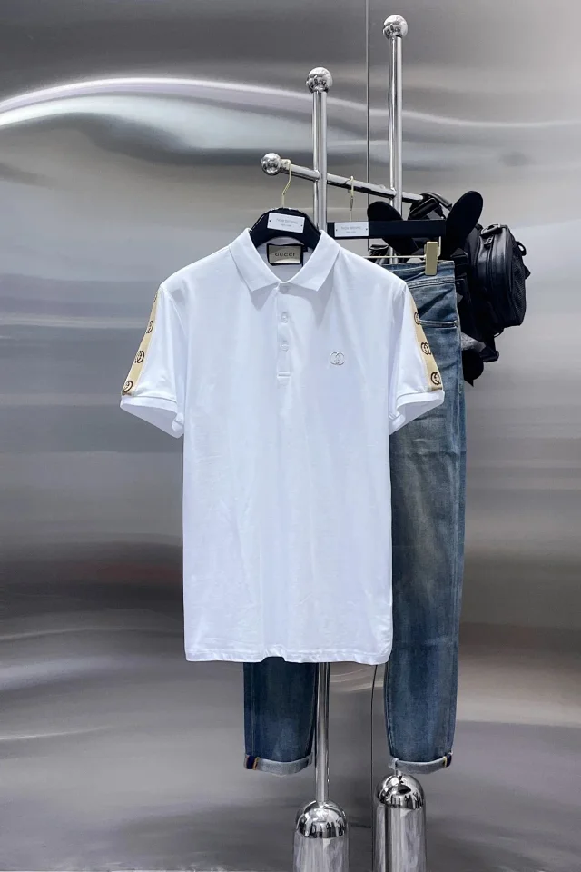 Gucci Shirts Short-Sleeve Logo Stripe Polo Shirt product detail image 5