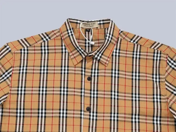 Burberry Check Print Short-Sleeve Shirt Orange Beige Black - 5
