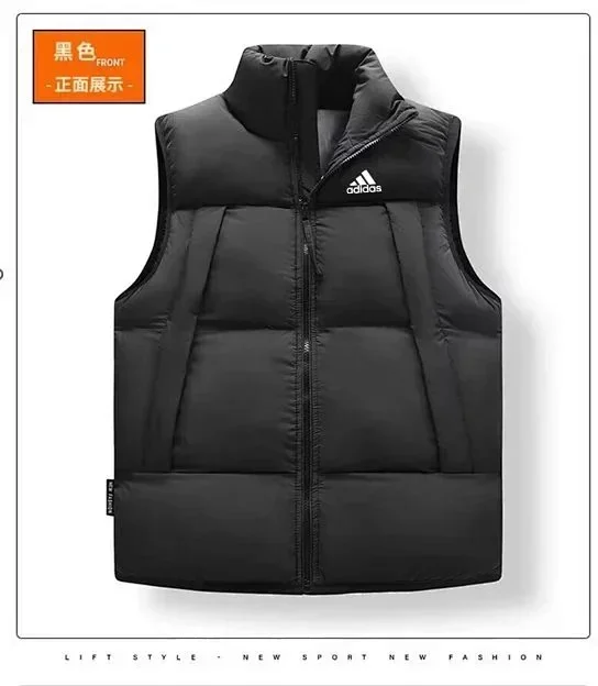 adidas Vests Quilted padded stand-collar zip vest product detail image 7