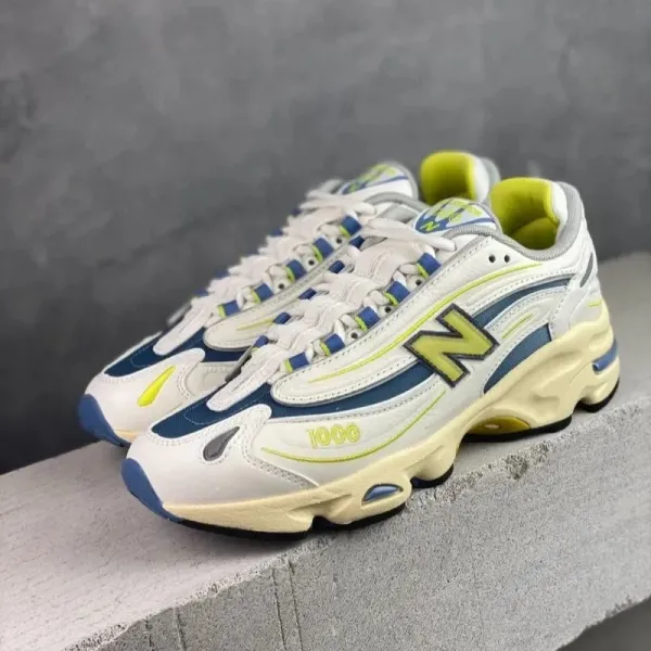 New Balance 1000 White Navy Lime Green Chunky Sneakers - 1