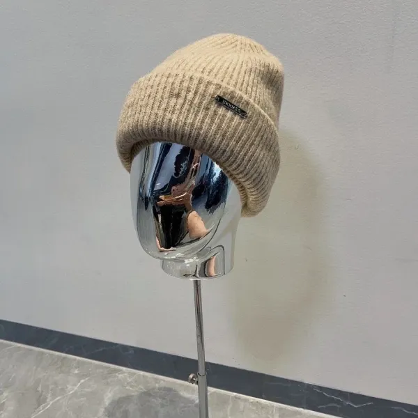 Hermès Ribbed Knit Beanie Beige Hat - 1
