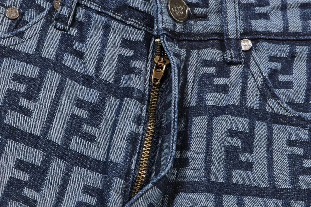 Fendi Embroidered Patch Denim Jeans Blue - 6