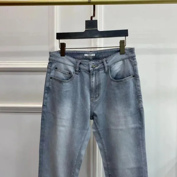 Fendi FF Logo Patch Light Wash Jeans - 6