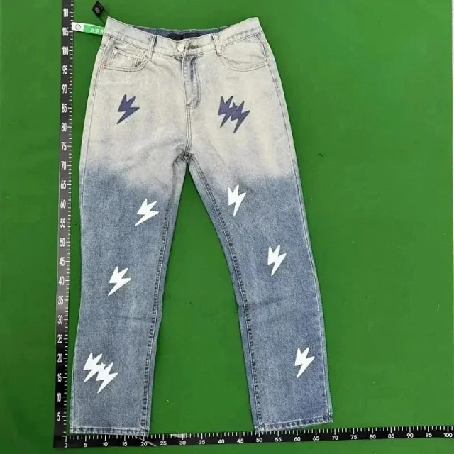 Unbranded Jeans Decorative patchwork straight-leg product detail image 4