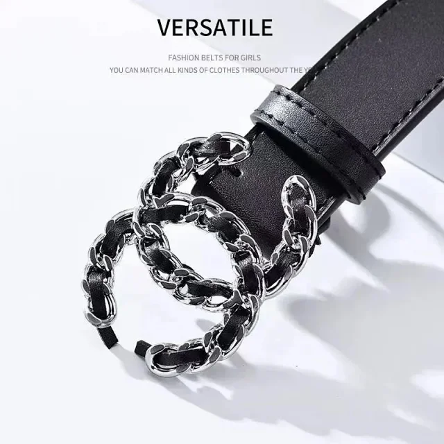 Unbranded Belts Black Belt with Decorative Metal Buckle product detail image 1