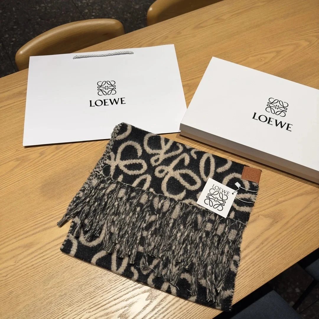 Chanel Logo Print Cashmere Scarf Beige and White Scarves - 8