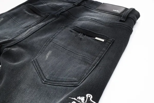 Amiri Distressed Skull Print Black Jeans - 8