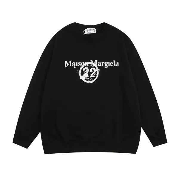 Maison Margiela 22 Logo Print Black Hoodie - 11