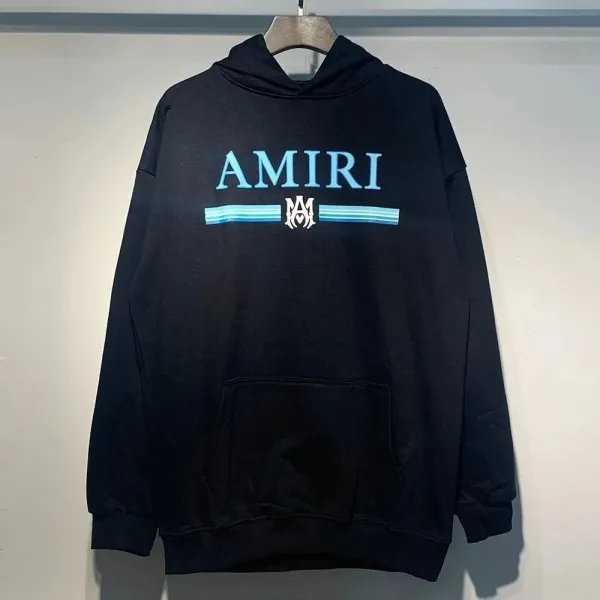 Amiri Logo Stripe Hoodie Black - 1