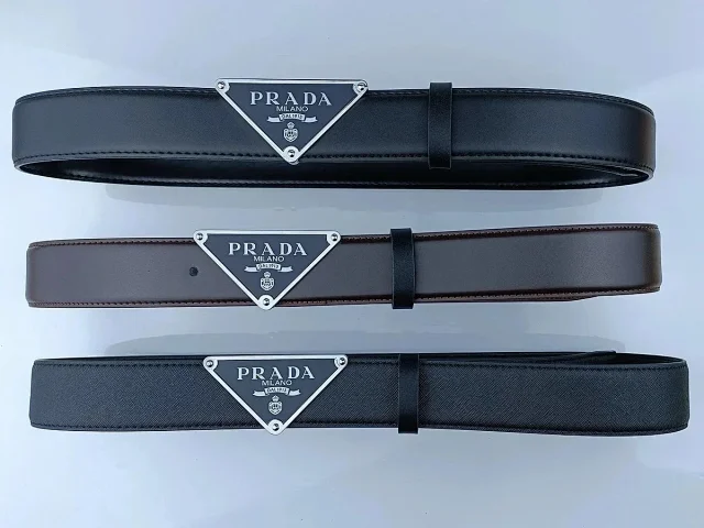 Prada Belts Triangular logo-plaque belt product detail image 1