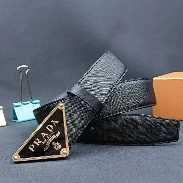Prada Belts Triangular logo-plaque belt product detail image 6