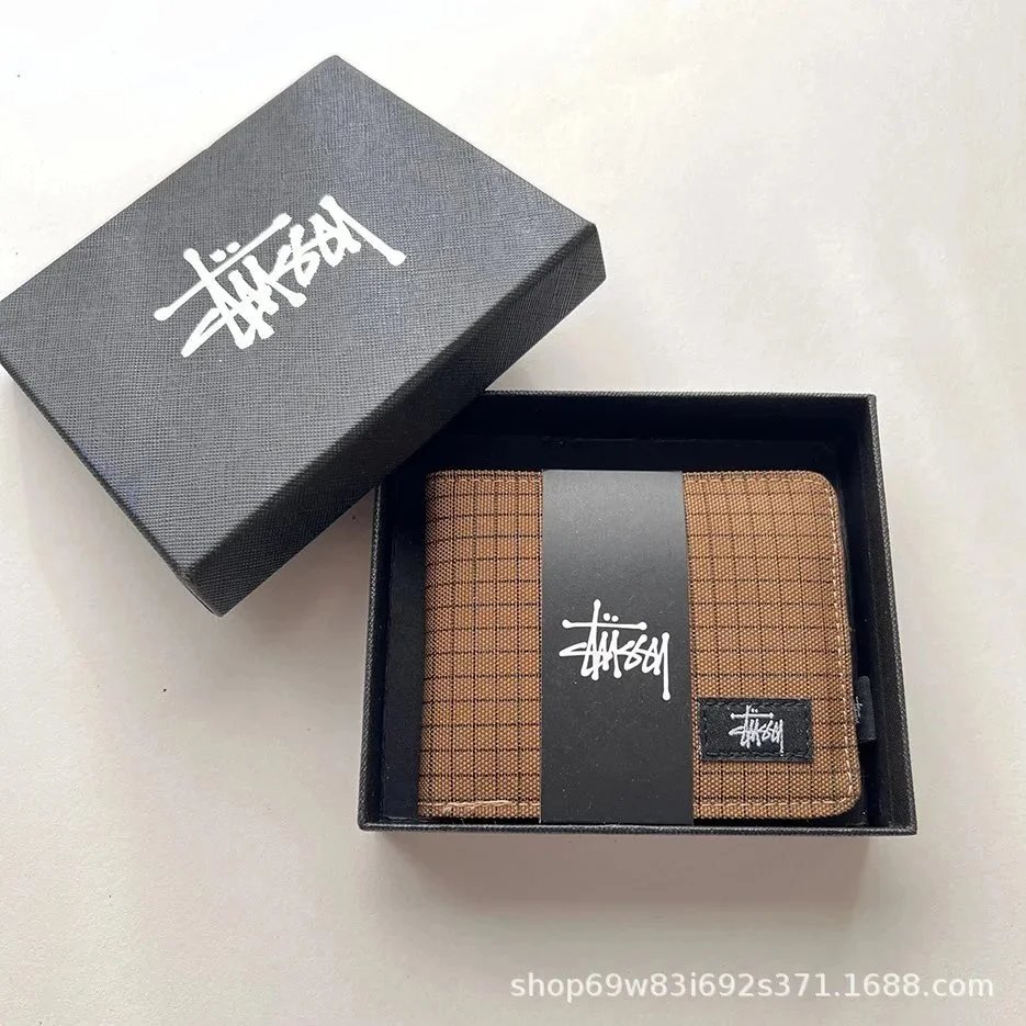 西图短钱包  格子  棕 加盒