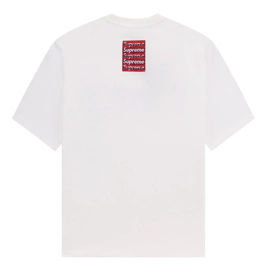 Balenciaga x Supreme Logo Print White T-Shirt - 11