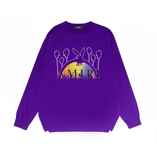 Amiri Sunset Palm Rabbit Long-Sleeve Tee Purple - 1