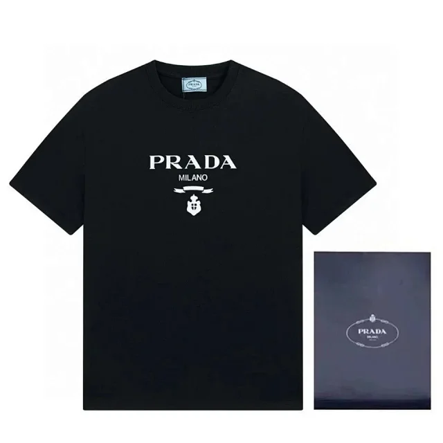 Prada T-Shirts Short-Sleeve Logo Print T-Shirt product detail image 2