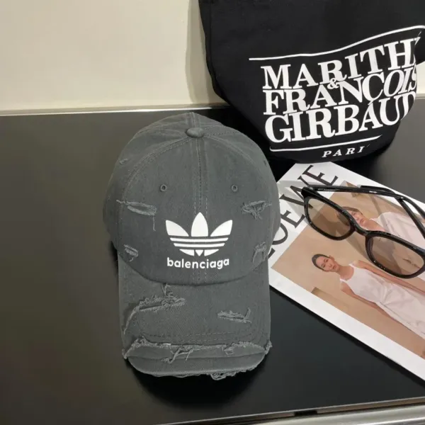 Adidas Originals x Balenciaga Distressed Gray Baseball Cap - 1