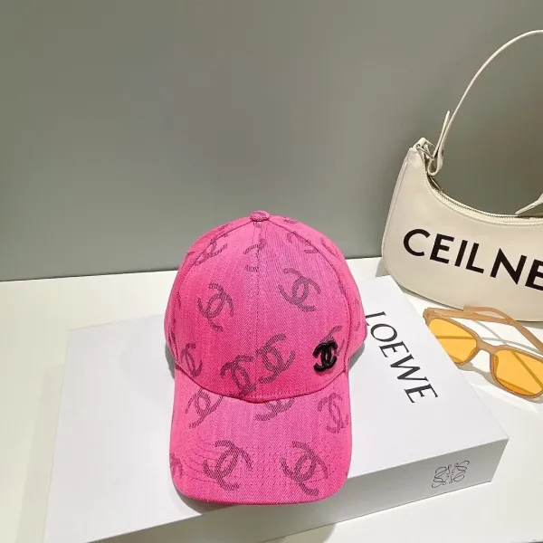 Chanel CC Monogram Pink Baseball Cap - 1