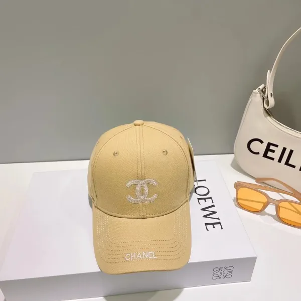 Chanel CC Logo Beige Baseball Cap - 1