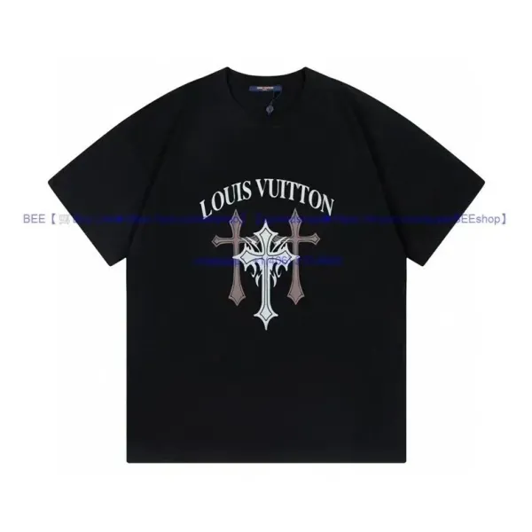 Louis Vuitton Cross Motif Graphic T-Shirt Black - 1