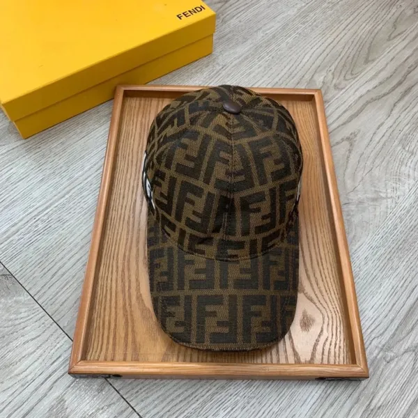 Fendi FF Logo Monogram Baseball Cap Brown - 1
