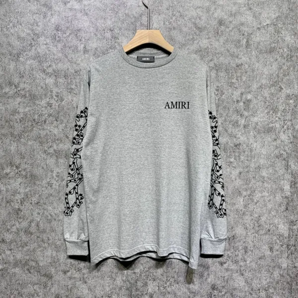 Amiri Chain Print Long Sleeve T-Shirt Gray - 1