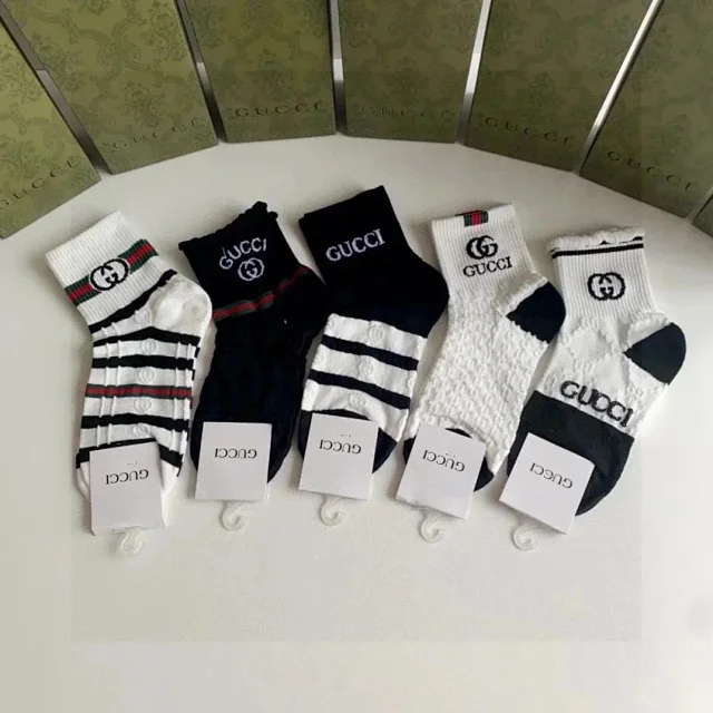Gucci Socks Logo Pattern Socks, 5-Pair Set product detail image 3