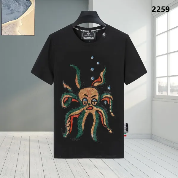 Philipp Plein Platinum Cut Octopus Embroidered Black T-Shirt - 1