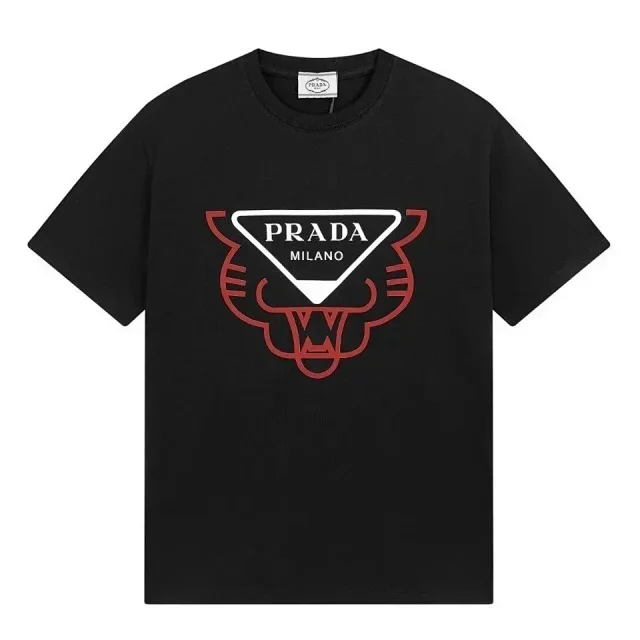 Prada T-Shirts Short-Sleeve Logo Print T-Shirt product detail image 5