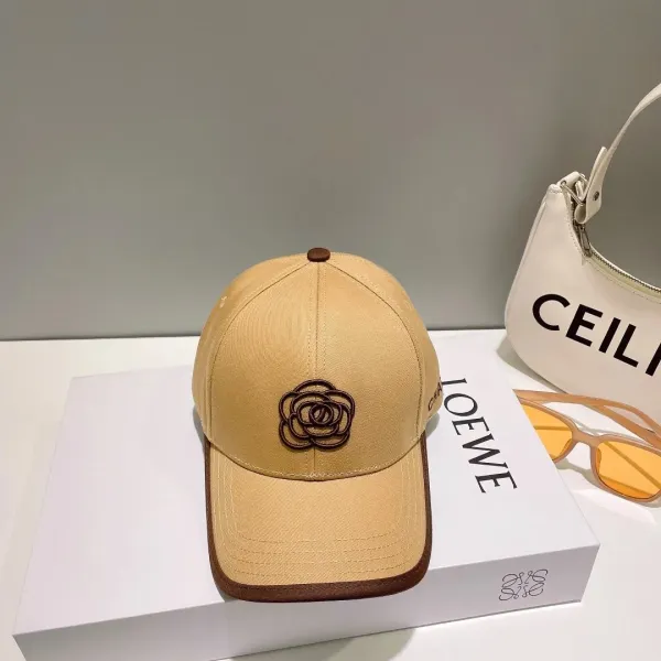 Chanel Rose Embroidered Beige Baseball Cap - 1