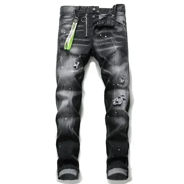 Off-White Diagonal Arrow Distressed Black Jeans - 1