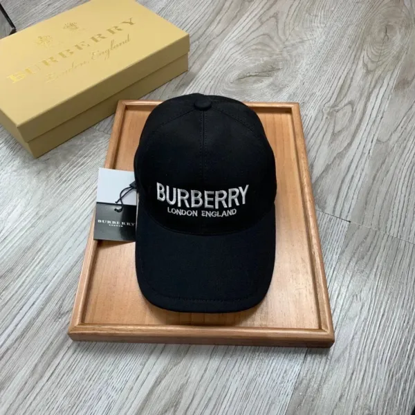 Burberry Logo Embroidered Black Baseball Cap - 1