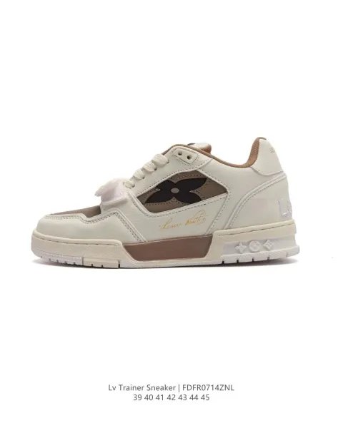 Louis Vuitton Trainer Sneaker Beige and Brown Sneakers - 1