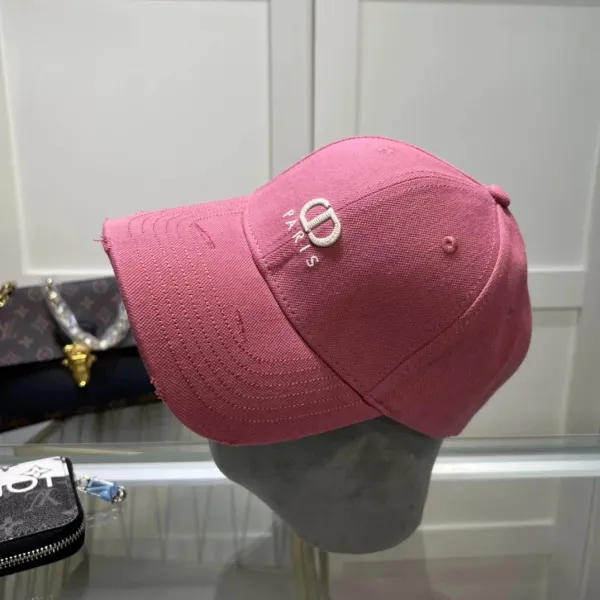 Dior CD Logo Embroidered Pink Baseball Cap - 1