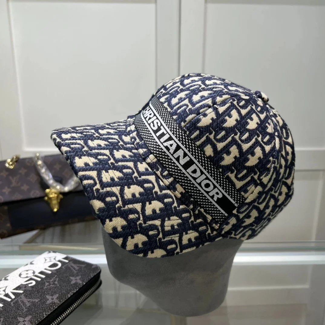 Dior Oblique Monogram Baseball Cap Navy and Beige - 1