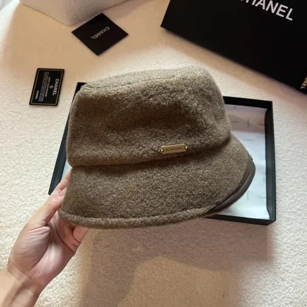 Burberry Wool Blend Bucket Hat Beige - 1