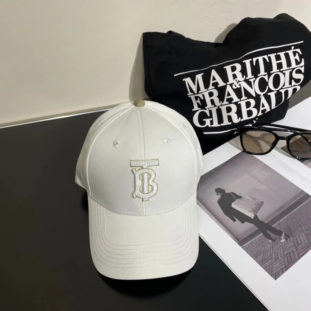 Burberry Monogram-Embroidered White Baseball Cap - 1