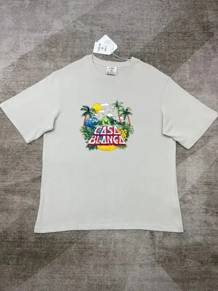 Casa Blanca Tropical Print Beige T-Shirt - 1